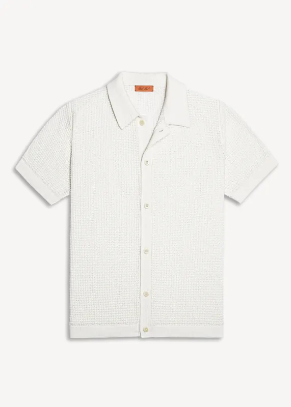 Mercer Cotton Polo Shirt - White sold by Uncle Purl