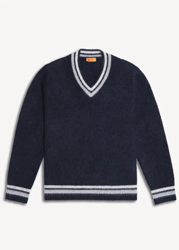 Brushed Alpaca V-Neck - Deep Navy sold by Uncle Purl