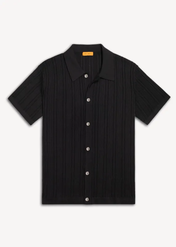 Mercer Cotton Polo Shirt - Black sold by Uncle Purl