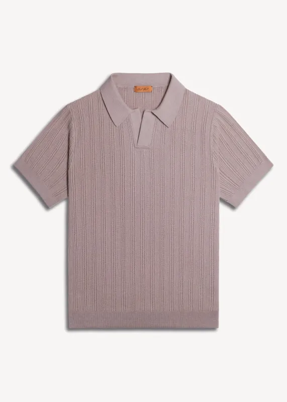 Mercer Cotton Open Collar Polo - Dusty Rose sold by Uncle Purl
