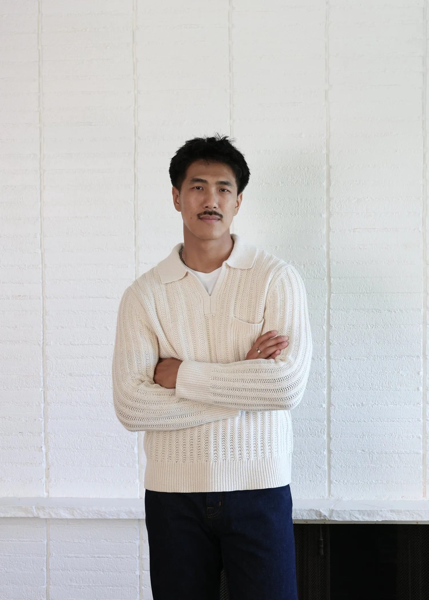 Merino Polo Sweater - Cream sold by Uncle Purl product image thumbnail 3