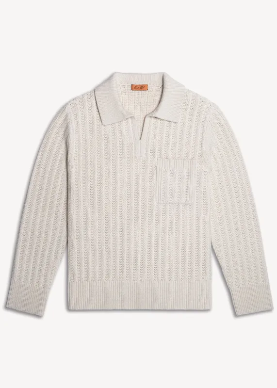 Extrafine Merino Polo Sweater - Cream sold by Uncle Purl
