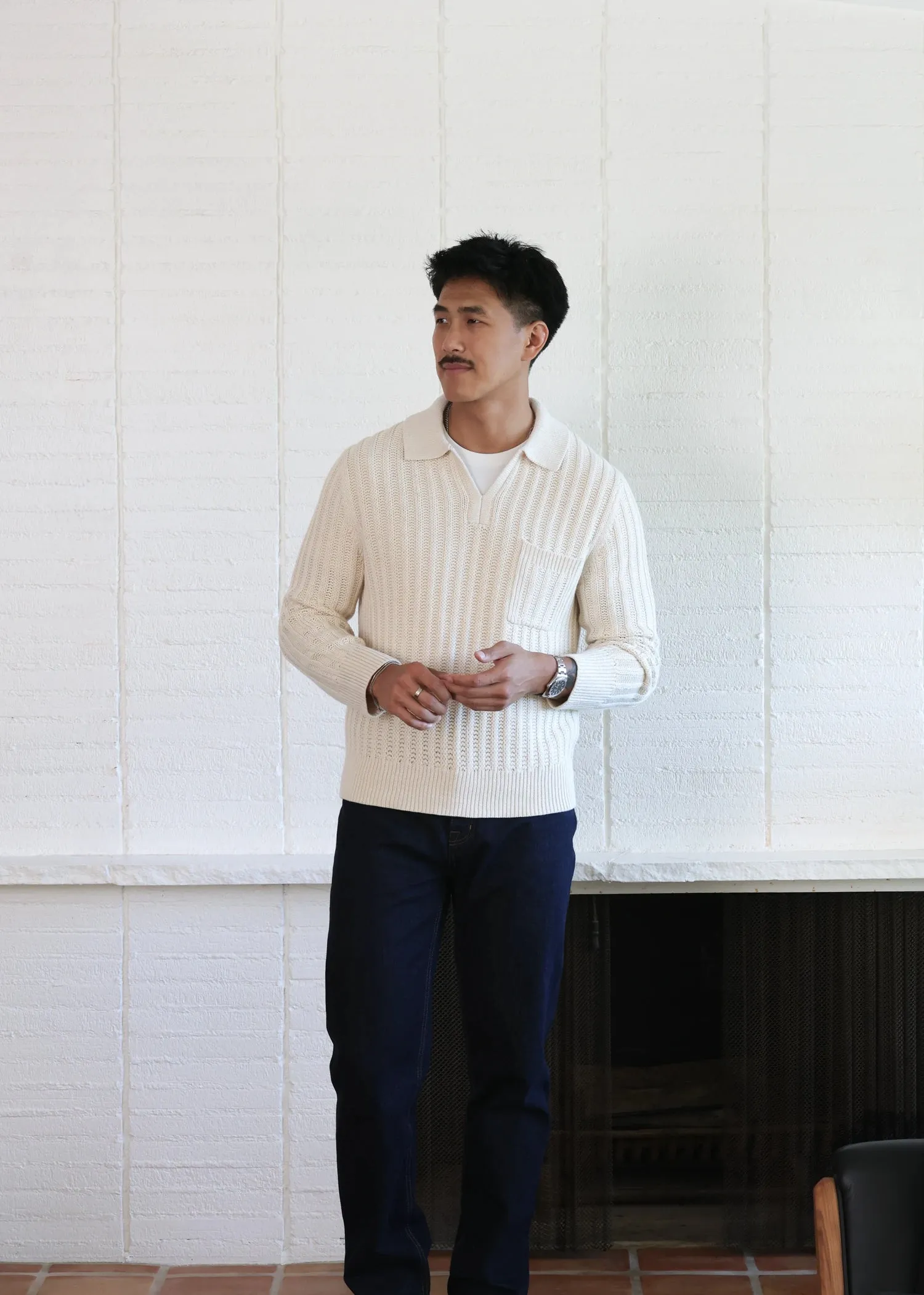 Merino Polo Sweater - Cream sold by Uncle Purl product image thumbnail 2