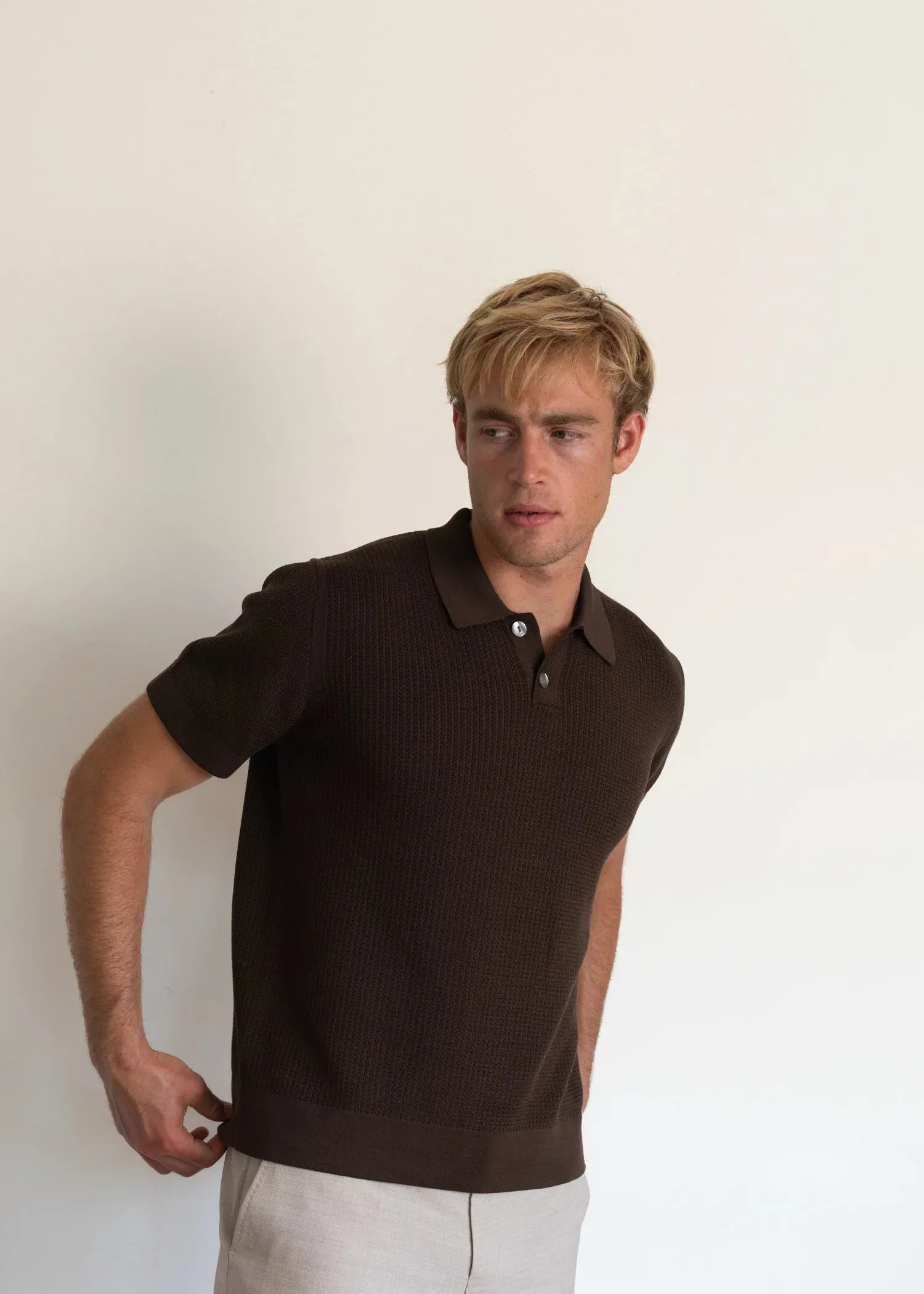 Mercer Cotton Classic Polo - Java Brown sold by Uncle Purl product image thumbnail 4
