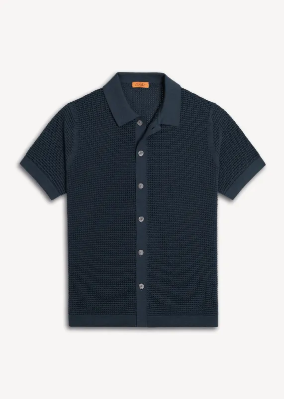 Mercer Cotton Polo Shirt - Petrol Navy sold by Uncle Purl