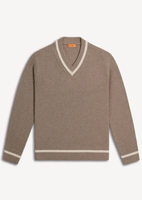 Extrafine Merino V-Neck - Sand sold by Uncle Purl