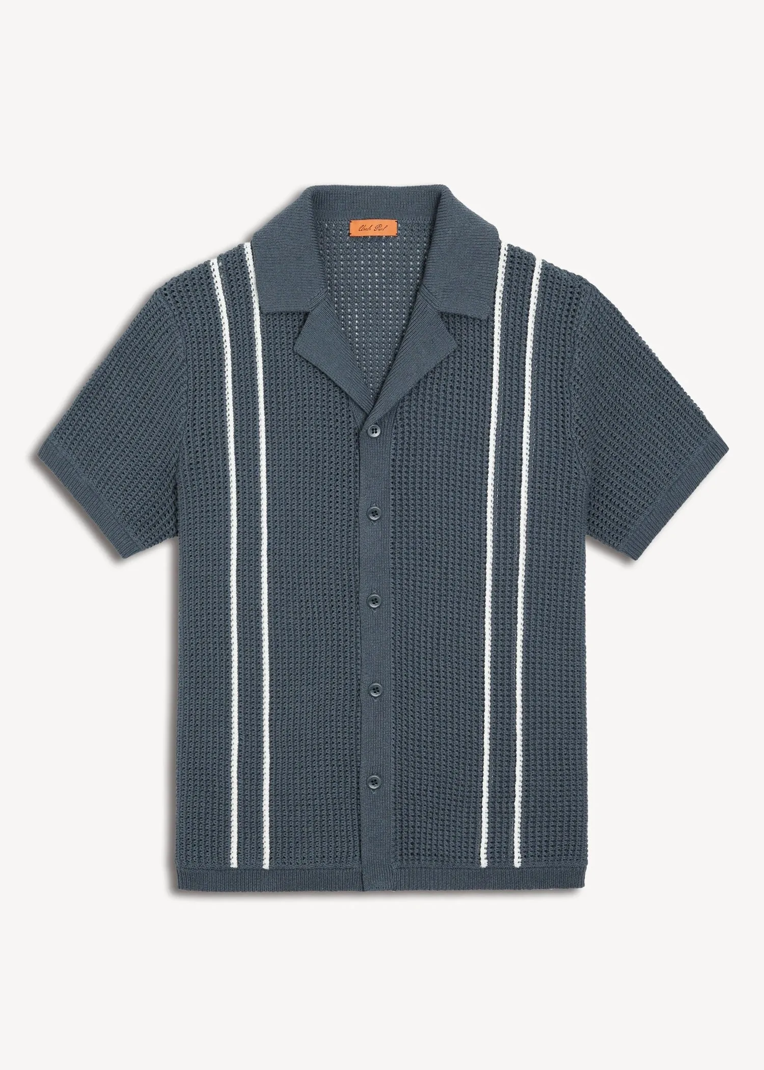 Linen Crochet Cabana Shirt - Marine Navy sold by Uncle Purl