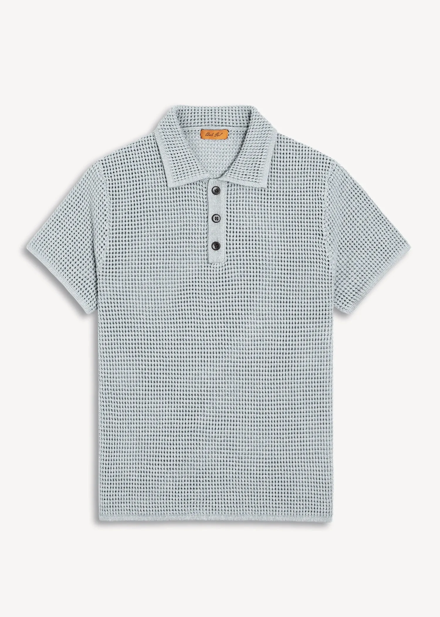 Linen Crochet Polo - Powder Blue sold by Uncle Purl