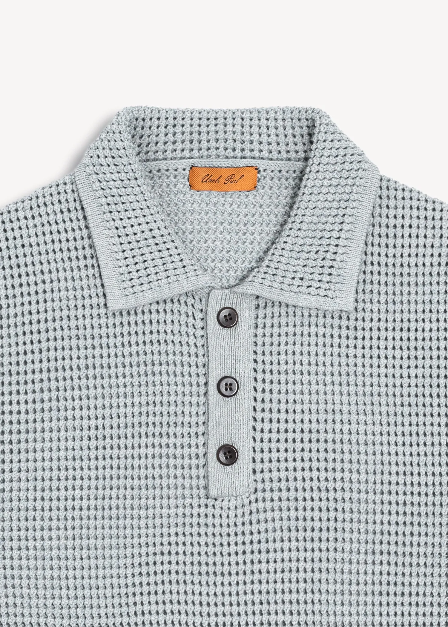 Linen Crochet Polo - Powder Blue sold by Uncle Purl product image thumbnail 3