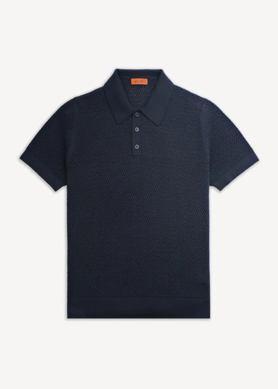 Silk Cotton Polo - Deep Navy sold by Uncle Purl
