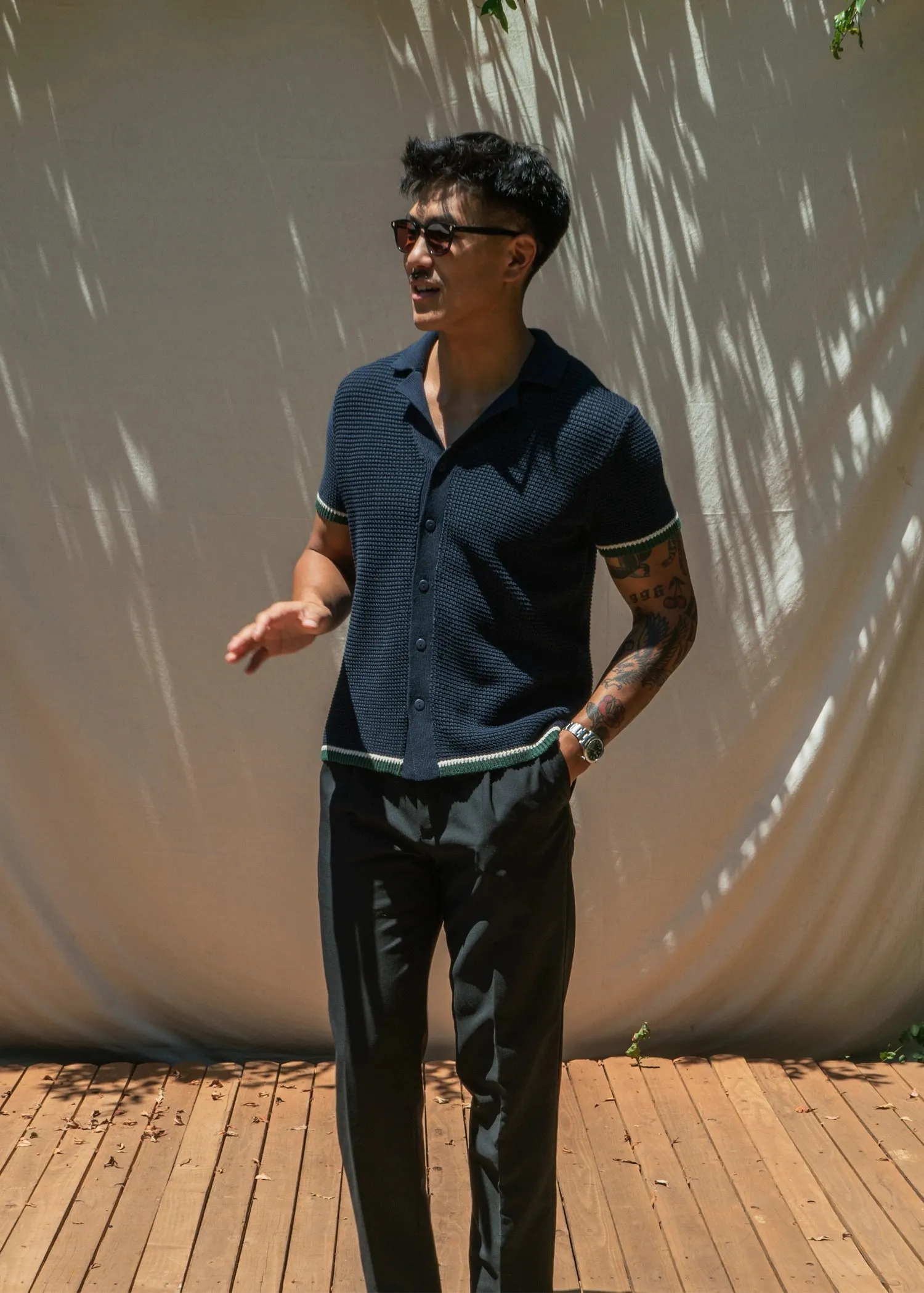 Linen Loop Stitch Shirt - Deep Navy sold by Uncle Purl product image thumbnail 2