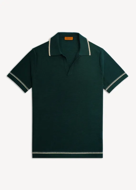 Classic Stripe Trim Polo - Deep Green sold by Uncle Purl