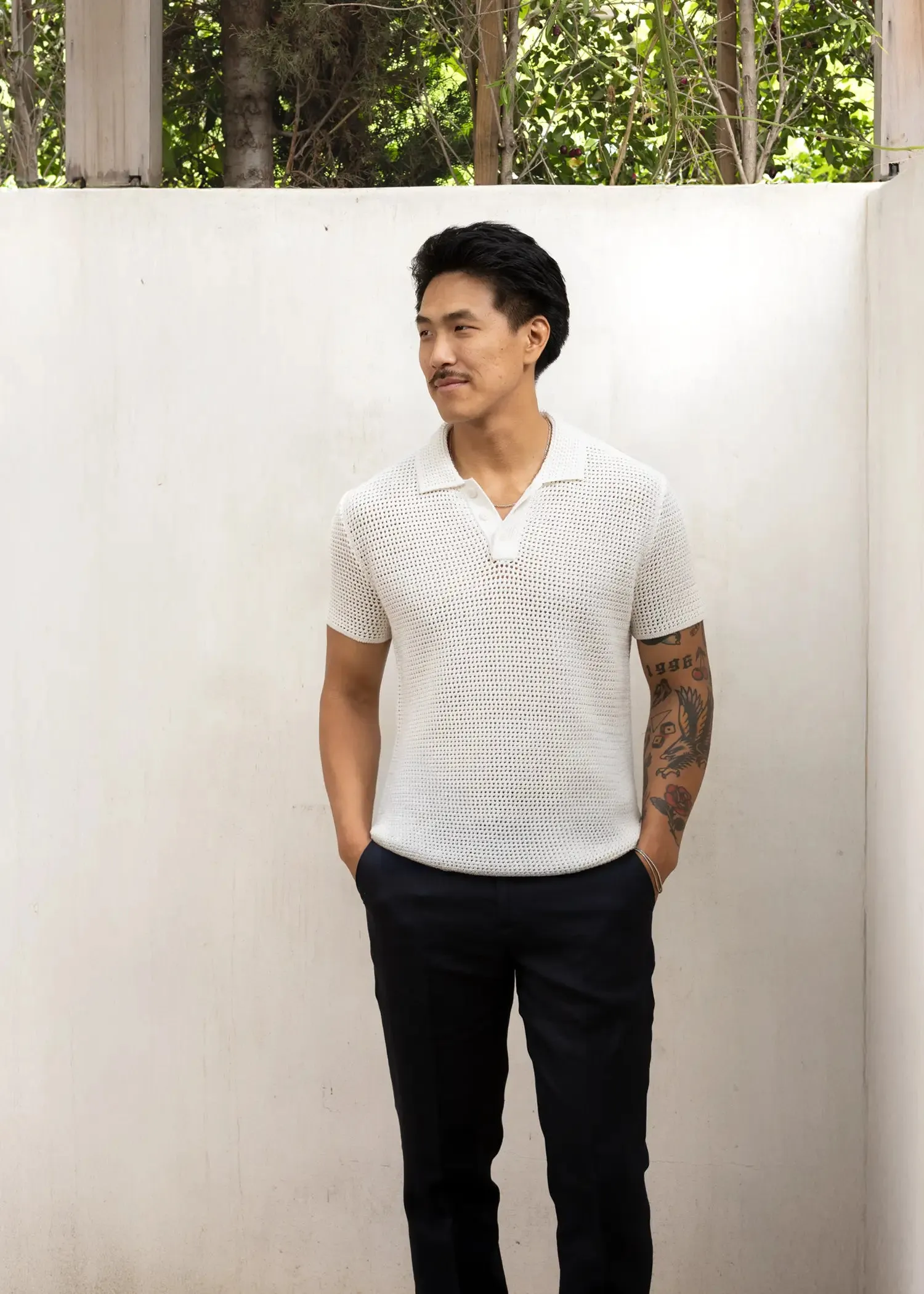 Linen Crochet Polo - Natural sold by Uncle Purl product image thumbnail 3