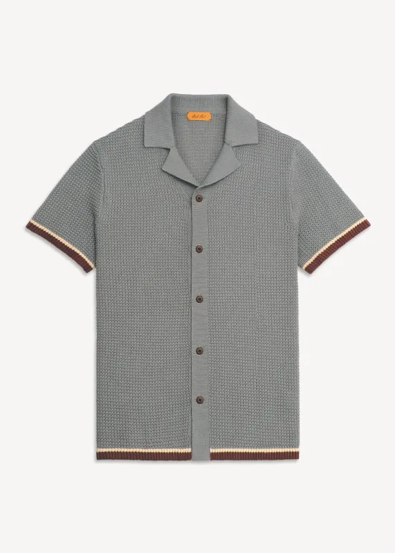 Loop Stitch Cabana Shirt - Dusty Blue sold by Uncle Purl