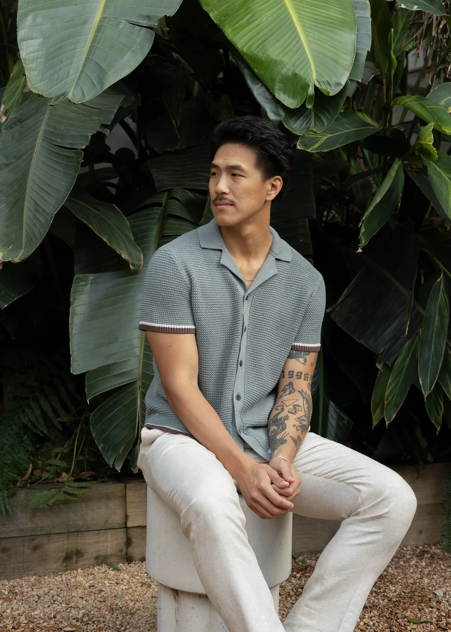 Linen Loop Stitch Shirt - Dusty Blue sold by Uncle Purl product image thumbnail 3