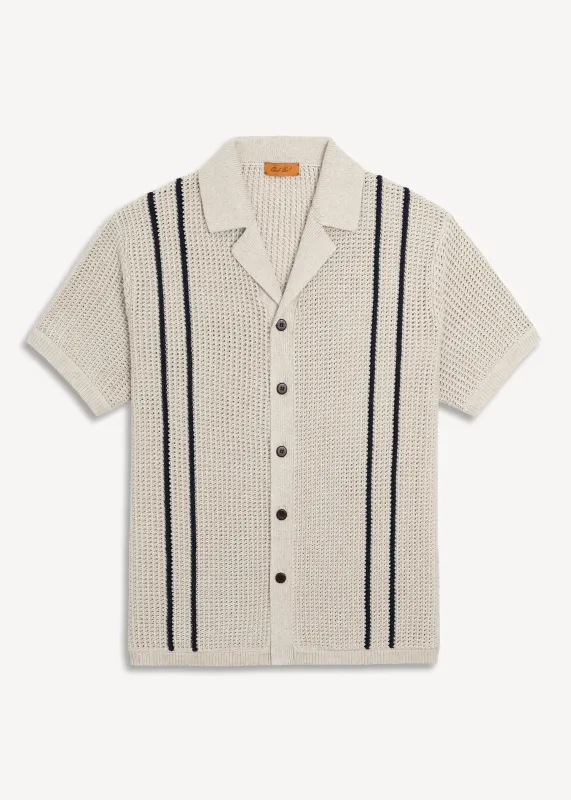 Linen Crochet Cabana Shirt - Natural made by Uncle Purl