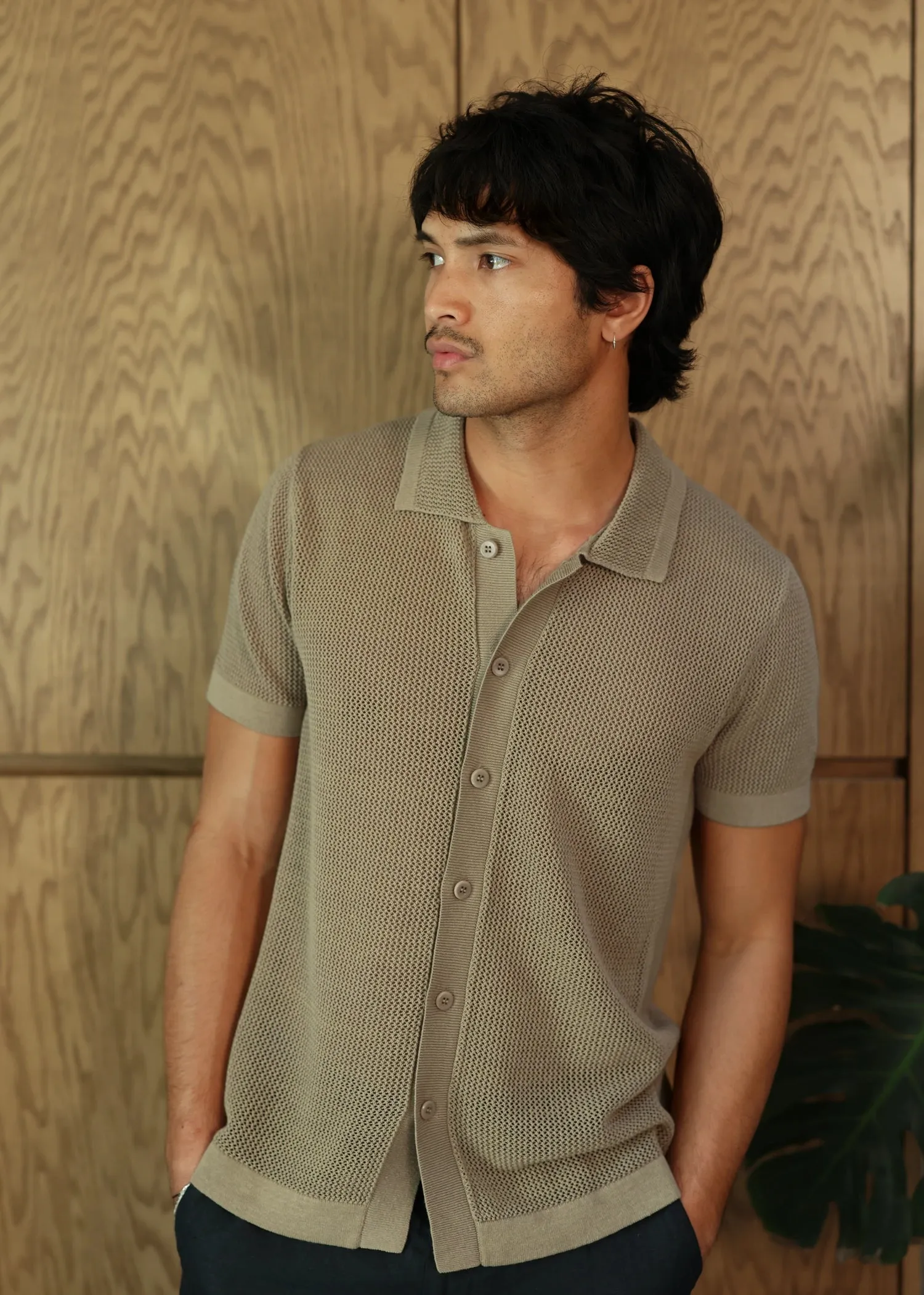 Linen Crochet Stitch Shirt - Sage Green sold by Uncle Purl product image thumbnail 4