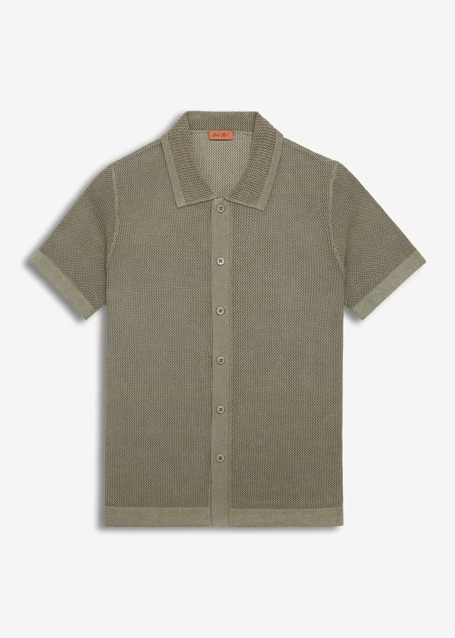 Linen Crochet Stitch Shirt - Sage Green sold by Uncle Purl