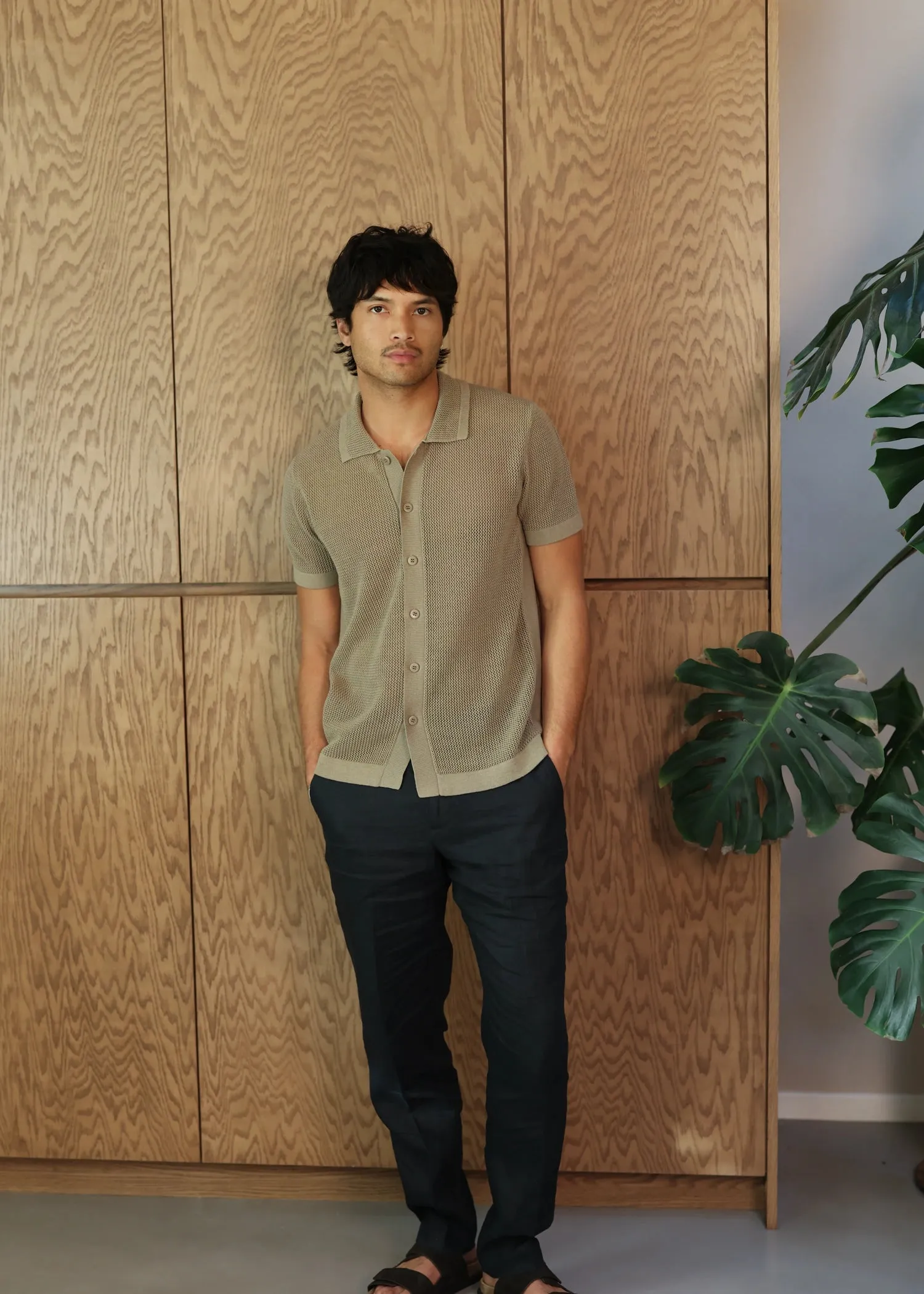 Linen Crochet Stitch Shirt - Sage Green sold by Uncle Purl product image thumbnail 2