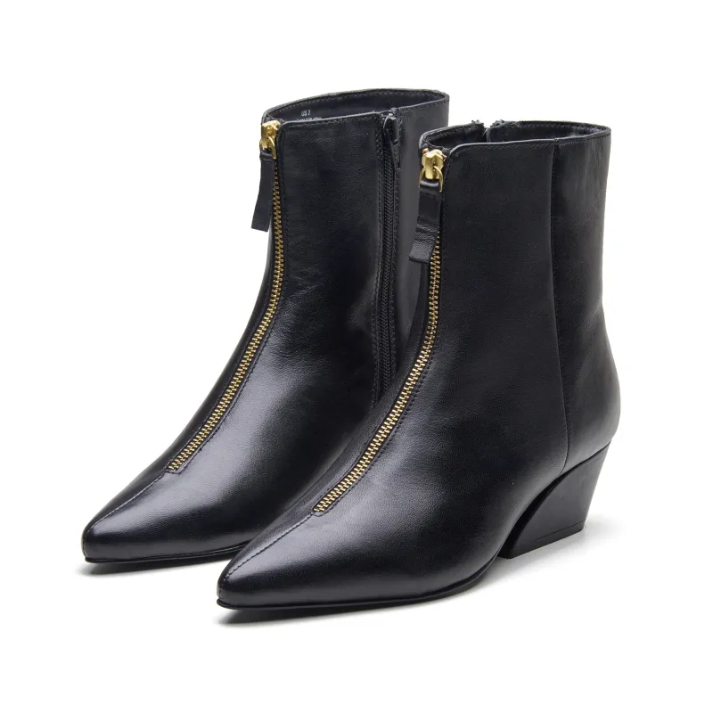 Julia Womens Leather Zip Ankle Boot made by Allonsi