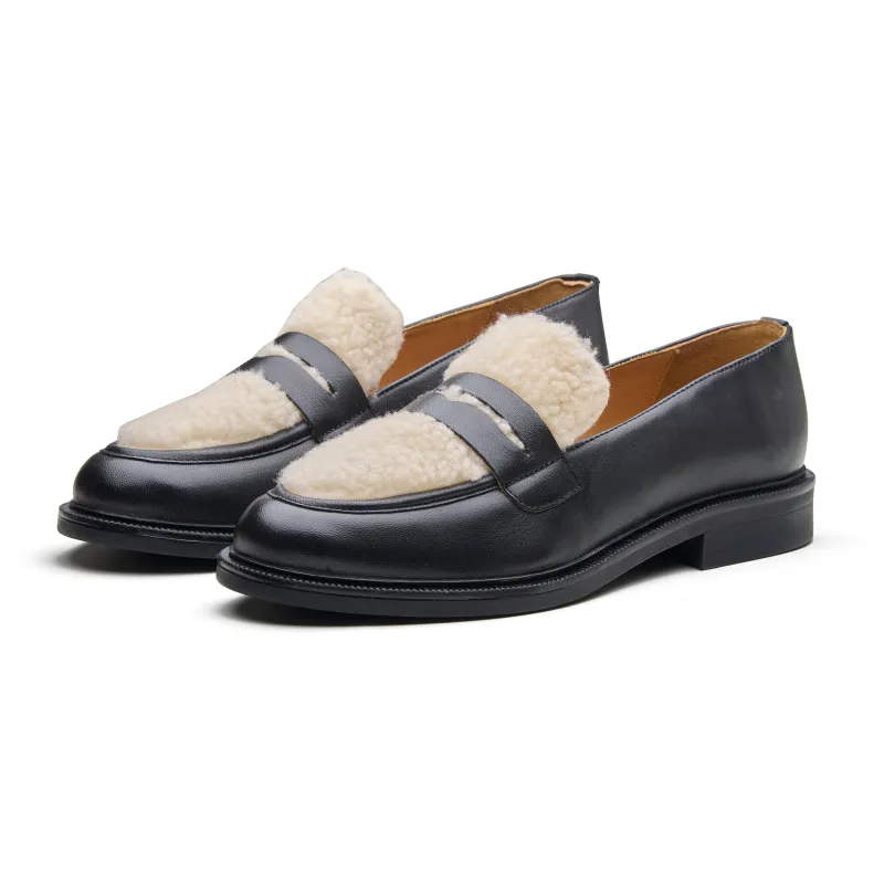 Daisy Women's Leather Fur Loafer made by Allonsi