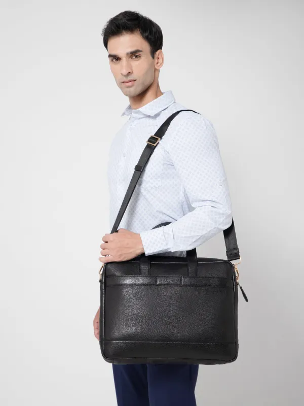 Argent Leather Portfolio Laptop Bag made by Allonsi