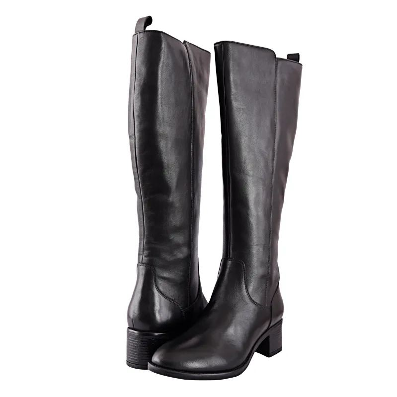 Garnet Block Heel Knee High Riding Boots made by Allonsi