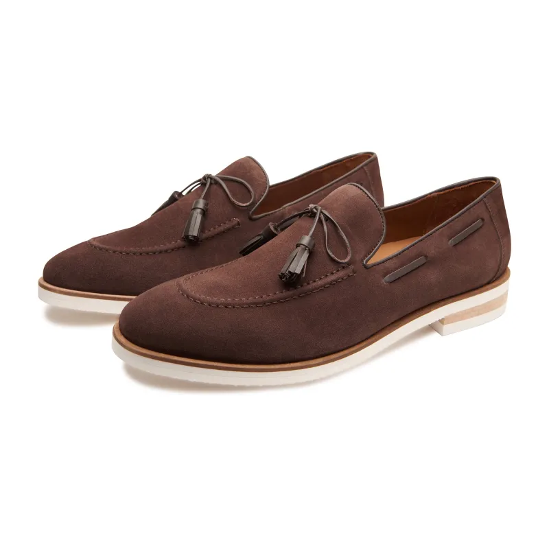 Orlan Tassel Suede Loafers made by Allonsi