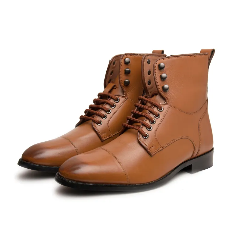 Lucian Cap Toe Dress Combat Boots made by Allonsi