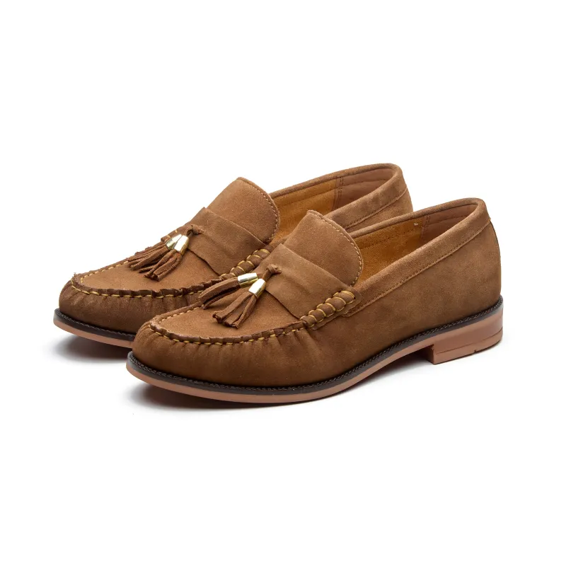 Evelyn Women's Leather Suede Loafer made by Allonsi