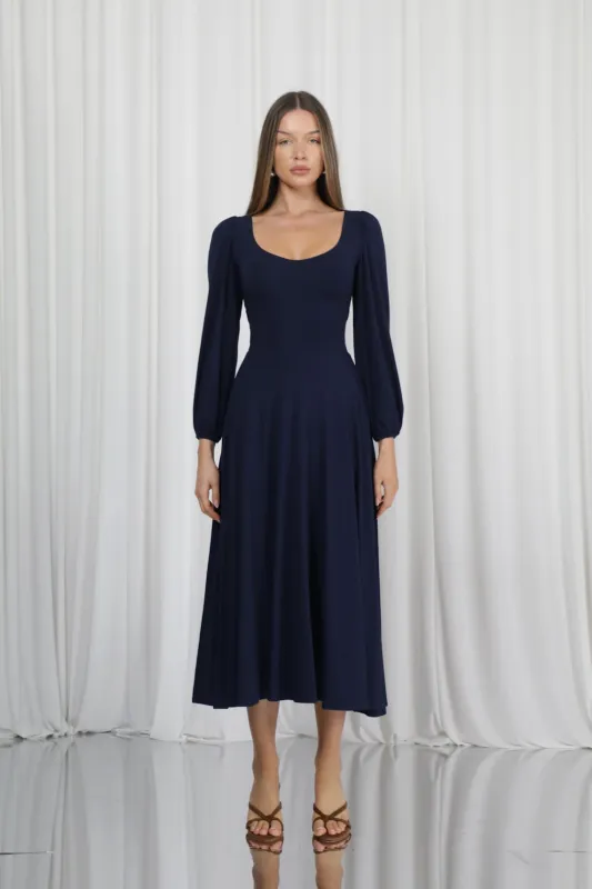 James Long Sleeve Reversible Midaxi Dress with Pockets made by AYM Studio