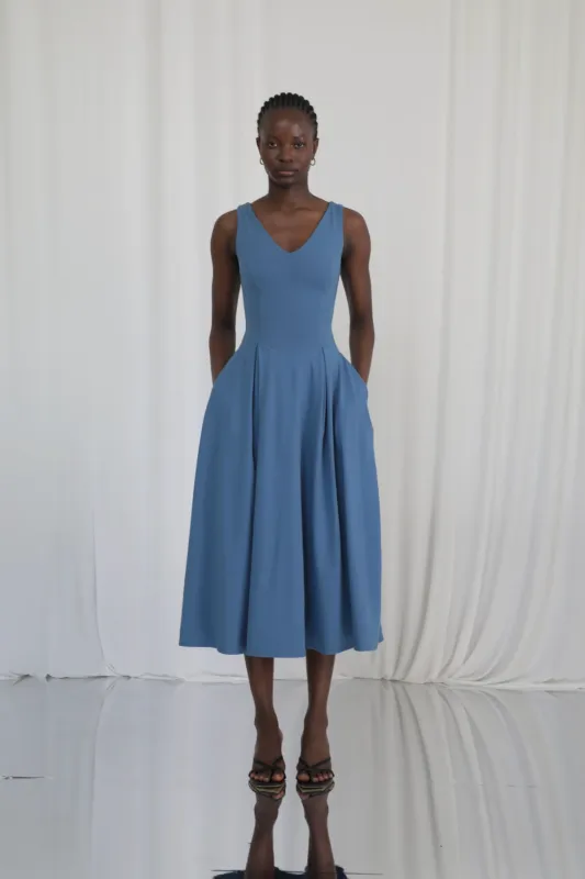 Chelsea V-Neck Pleated Midi Dress made by AYM Studio