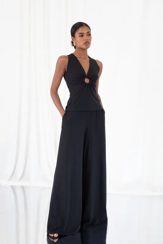 Float Wide Leg Trousers with Pockets made by AYM Studio