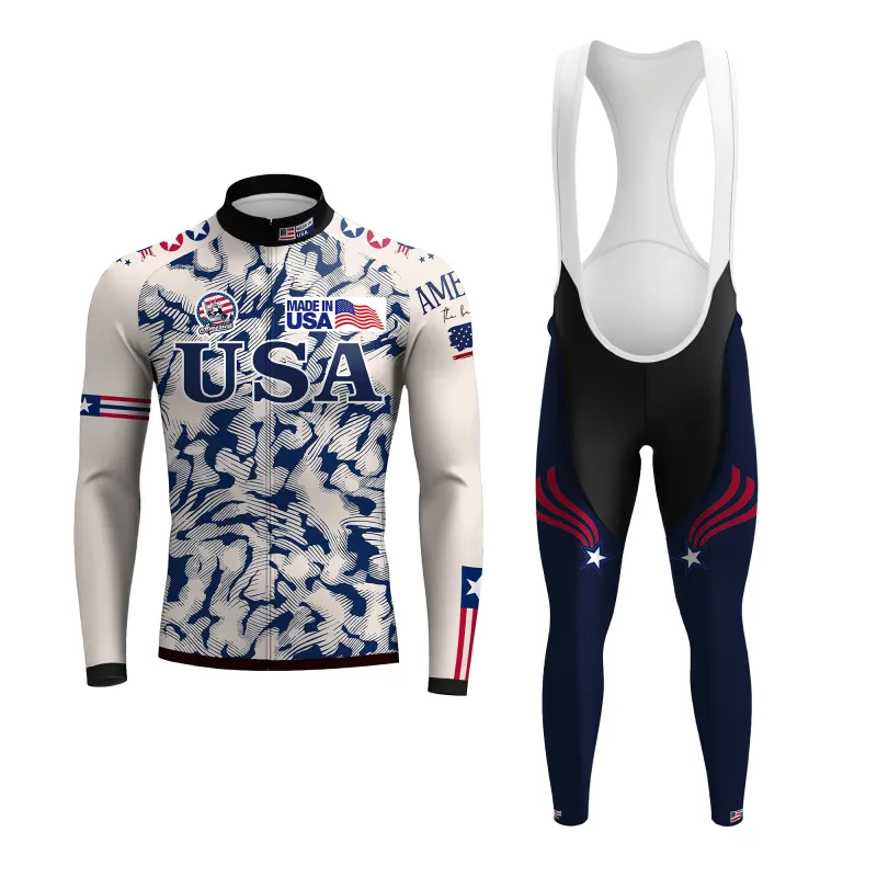 American cyclist  Men's Long Sleeve Cycling Kit made by RSSC Sports