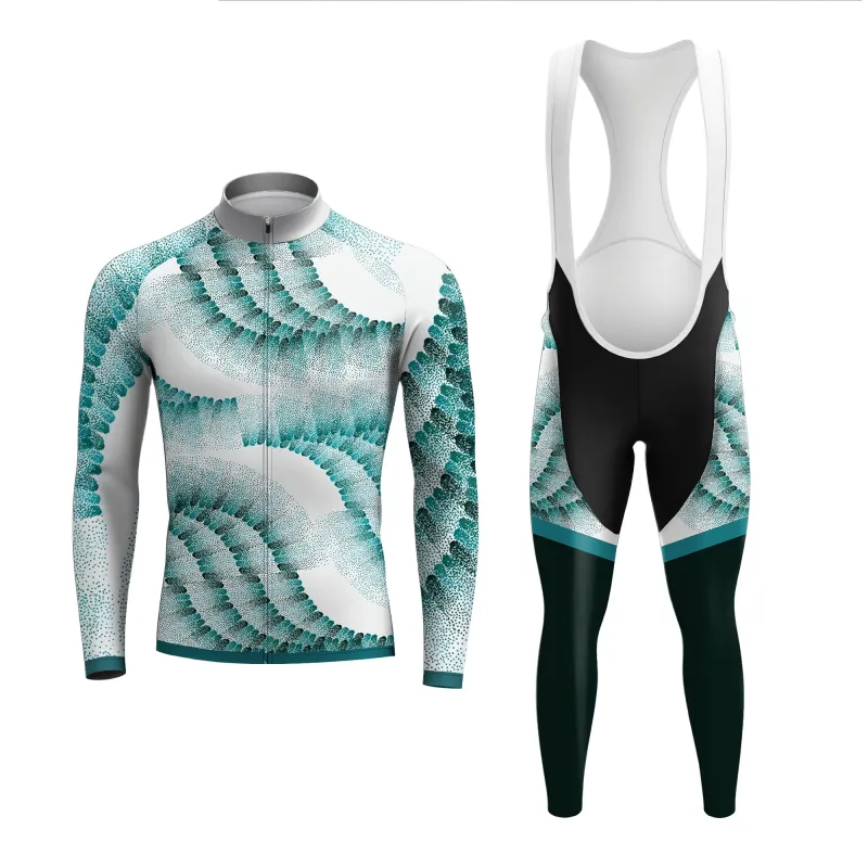 Teal Flow Dot  Men's Long Sleeve Cycling Kit made by RSSC Sports