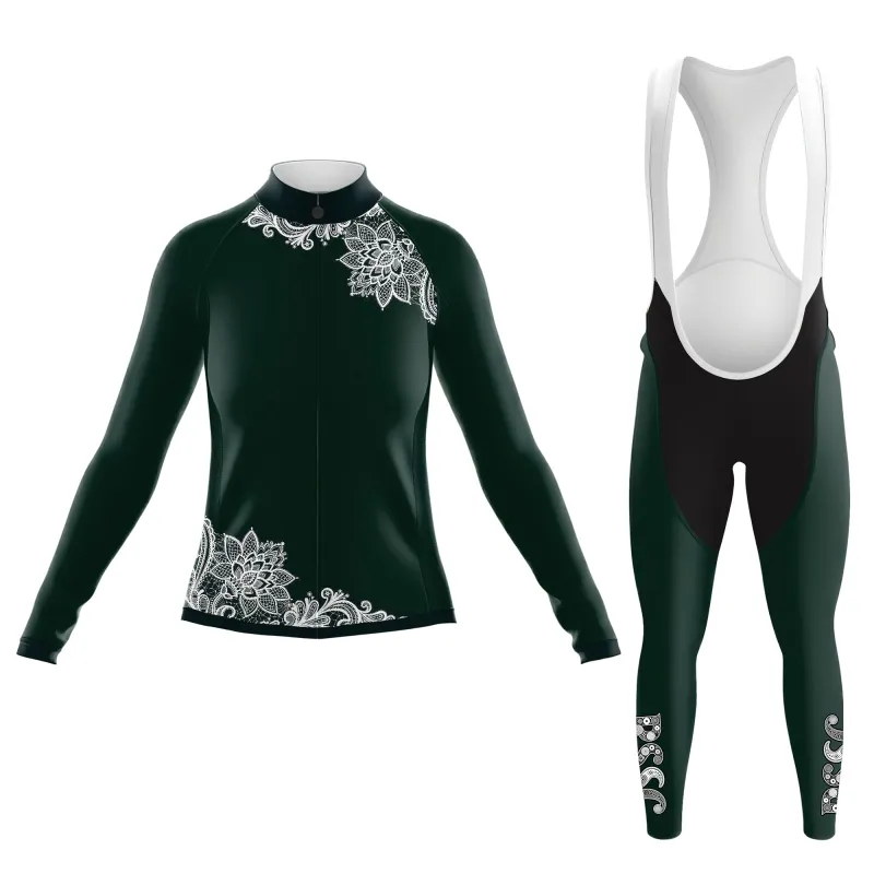 Dark green paisley Women's Long Sleeve Cycling Kit sold by RSSC Sports