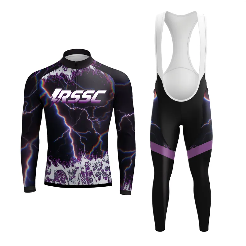 Psychedelic Bolt Skeleton Rider Men's Long Sleeve Cycling Kit sold by RSSC Sports