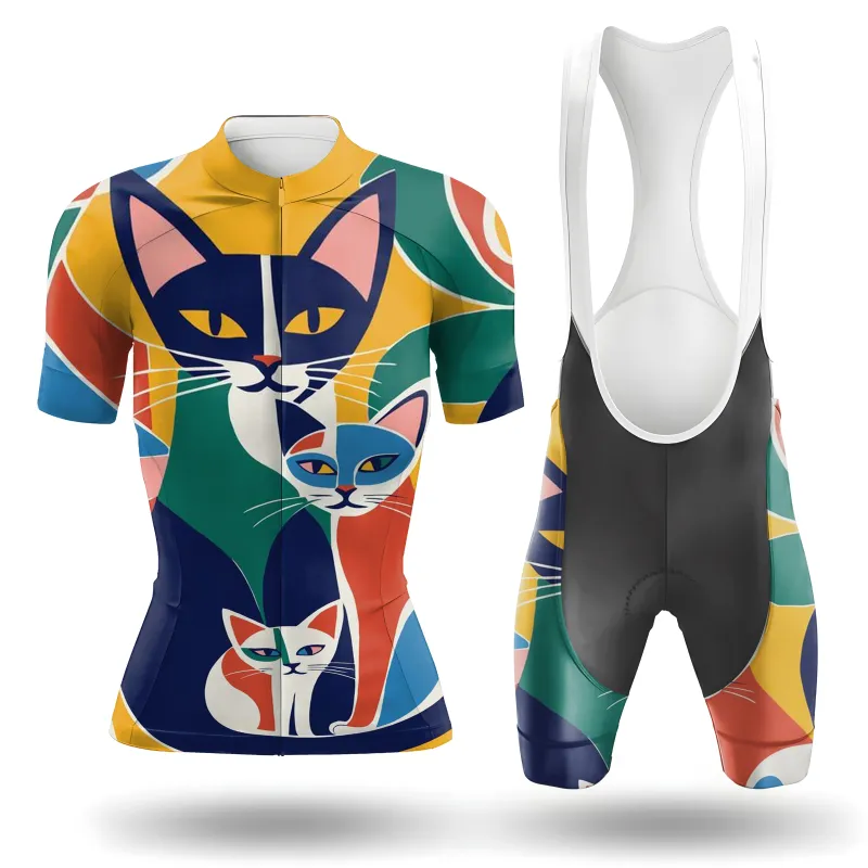 Colorful Cat Family Women's Short Sleeve Cycling Kit sold by RSSC Sports