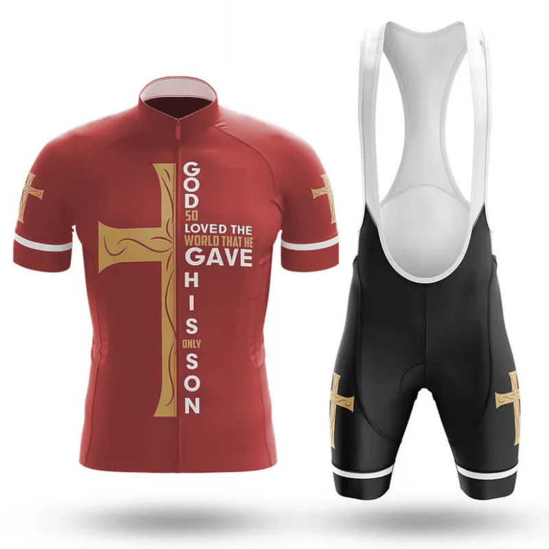 Red Christian Cross Men's Cycling Kit made by RSSC Sports
