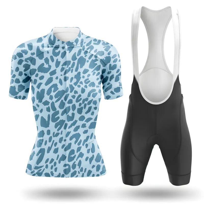 Blue Leopard Print Women's Short Sleeve Cycling Kit sold by RSSC Sports