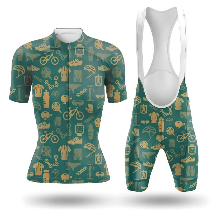 Bicycle Equipment Pattern Women's Short Sleeve Cycling Kit sold by RSSC Sports