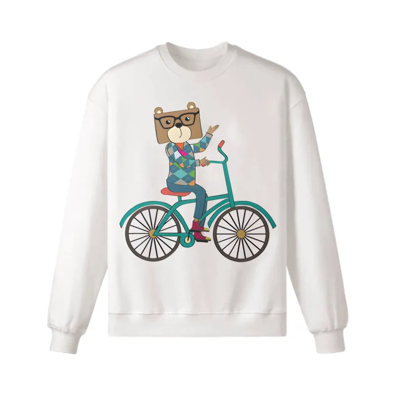 Nerdy Bear Riding A Bicycle Sweatshirt sold by RSSC Sports