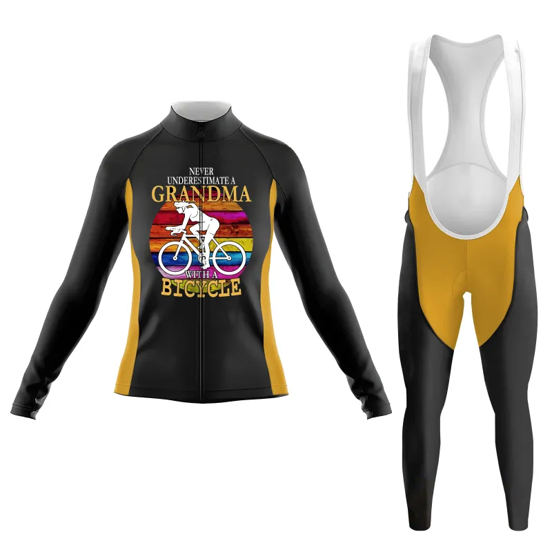 Never Underestimate A Grandma Women's Long Sleeve Cycling Kit sold by RSSC Sports
