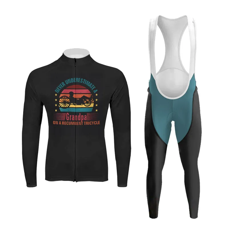 Never Underestimate A Grandpa On A Recumbent Tricycle Men's Long Sleeve Cycling Kit sold by RSSC Sports