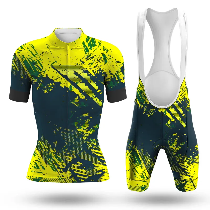 Yellow Texture Women's Short Sleeve Cycling Kit sold by RSSC Sports
