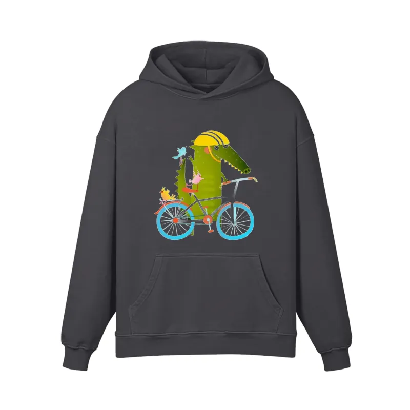 Crocodile Walking On Bike Illustration Hoodie sold by RSSC Sports