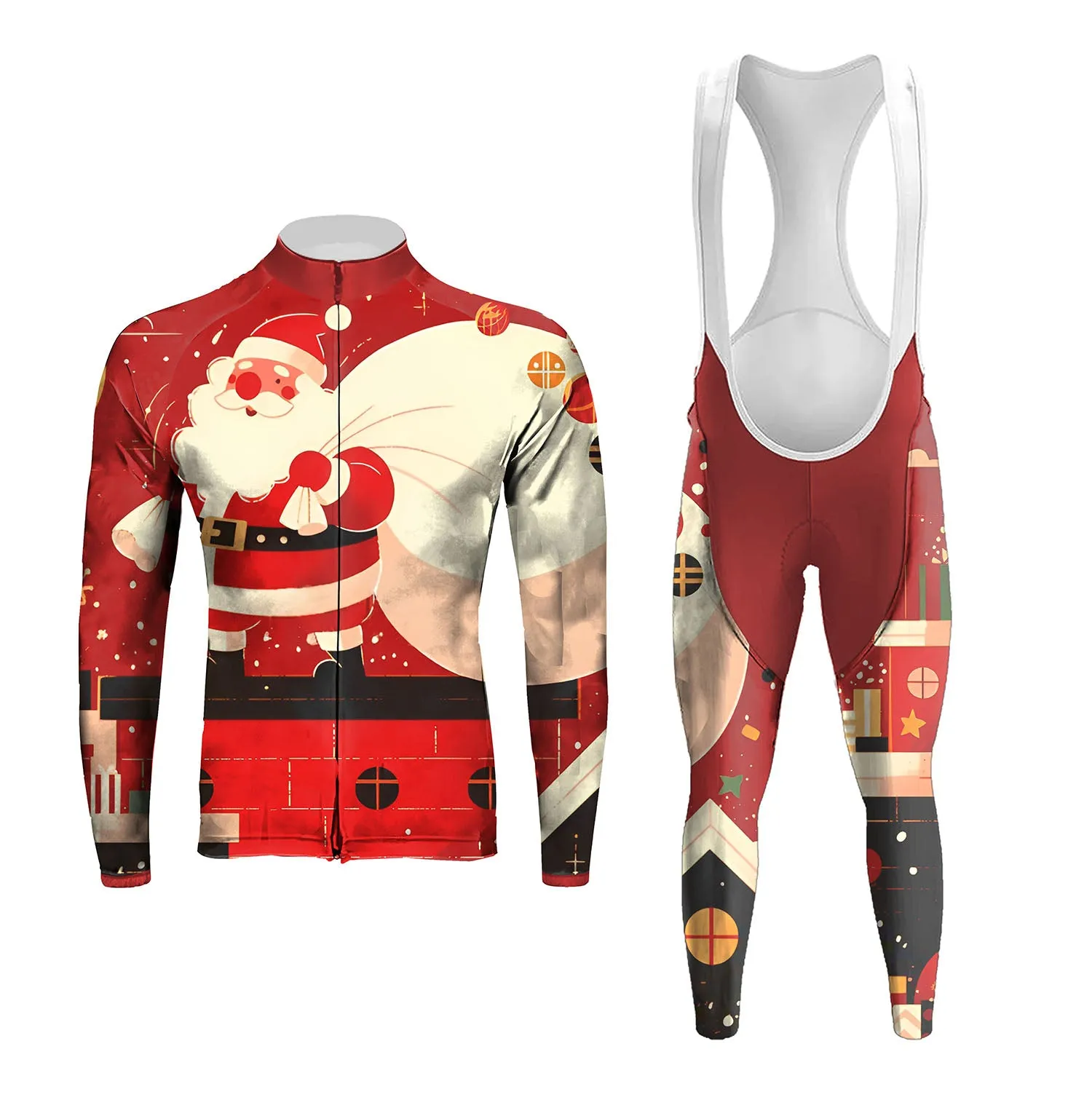Santa Claus Delivering Gifts Under The Starry Sky Men's Long Sleeve Cycling Kit sold by RSSC Sports