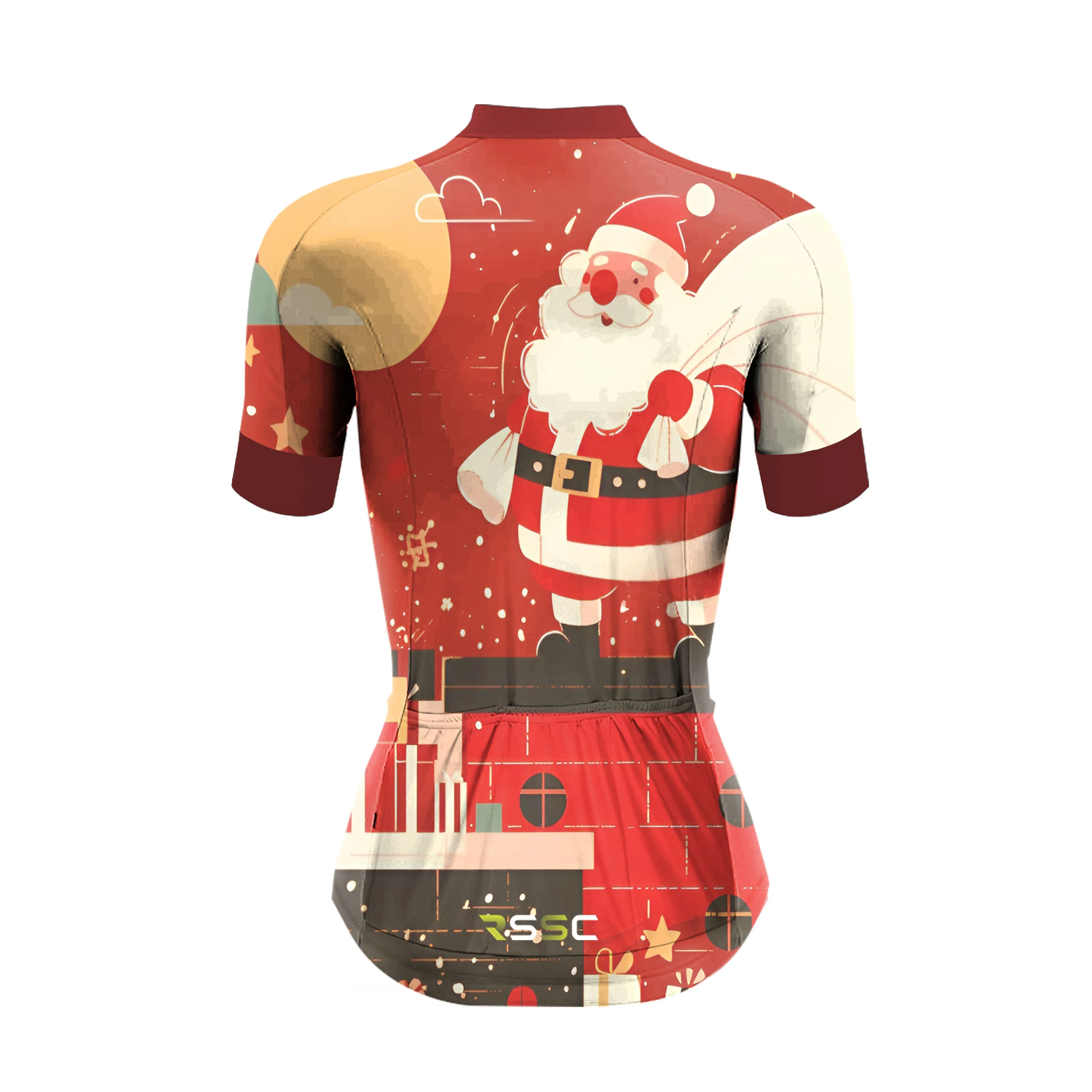 Santa Claus Delivering Gifts Under The Starry Sky Women's Short Sleeve Cycling Kit sold by RSSC Sports product image thumbnail 4