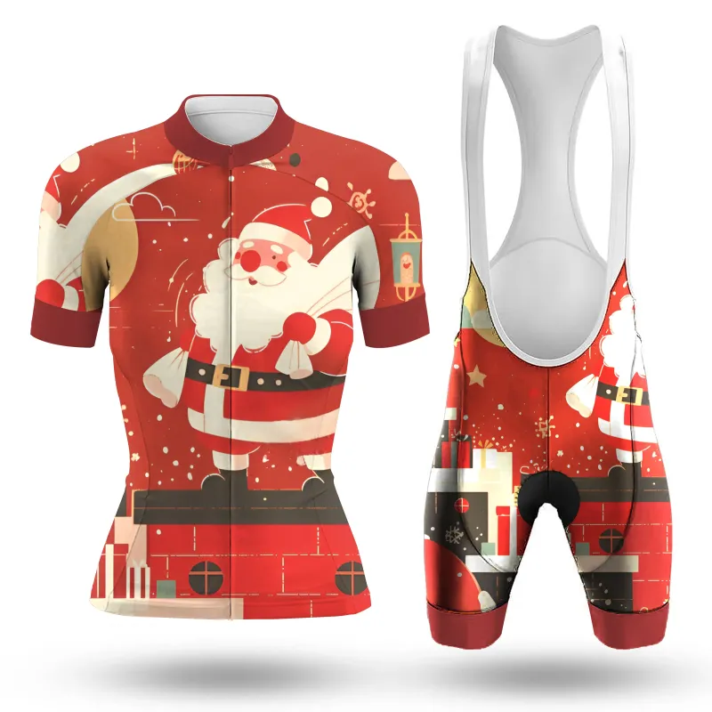 Santa Claus Delivering Gifts Under The Starry Sky Women's Short Sleeve Cycling Kit sold by RSSC Sports