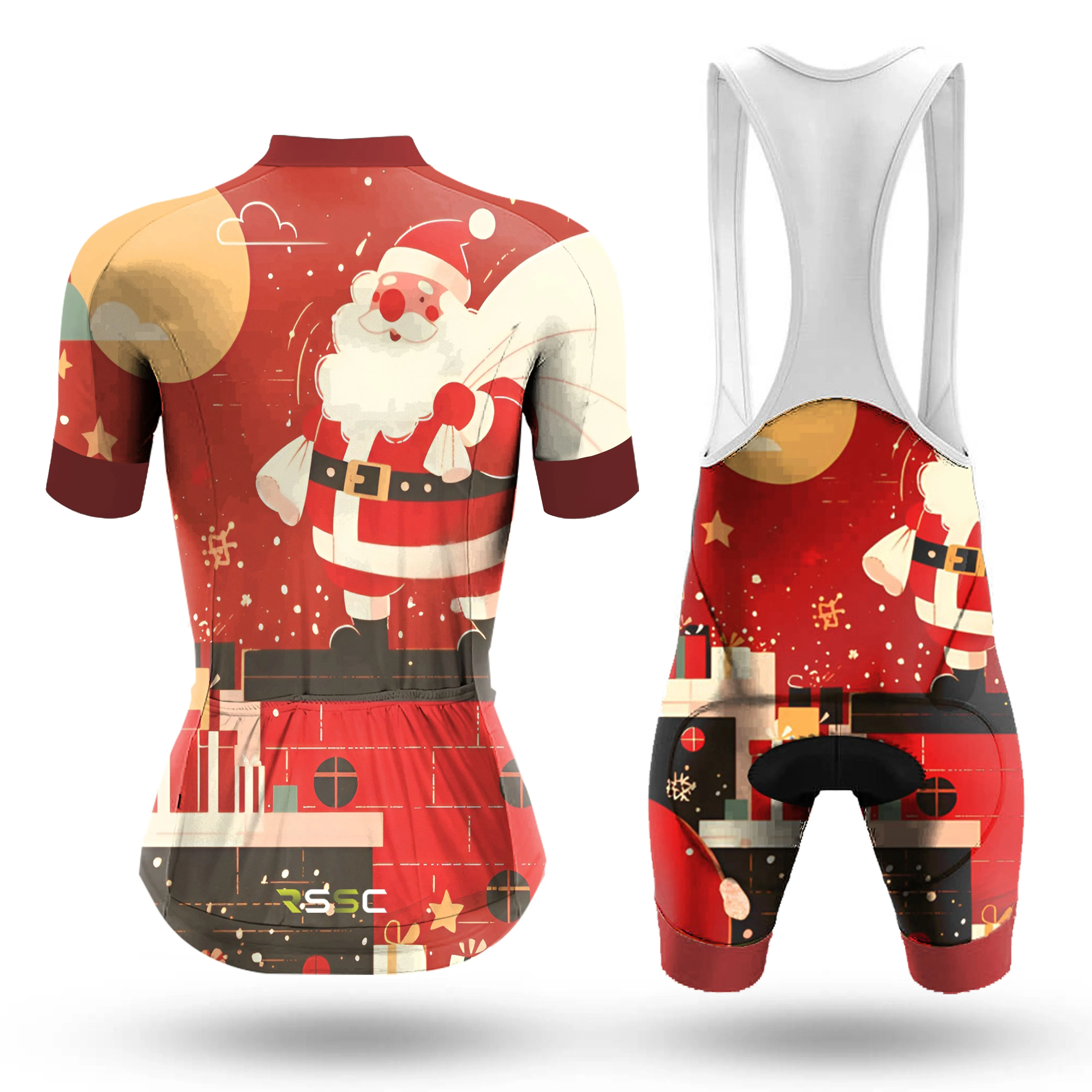 Santa Claus Delivering Gifts Under The Starry Sky Women's Short Sleeve Cycling Kit sold by RSSC Sports product image thumbnail 2